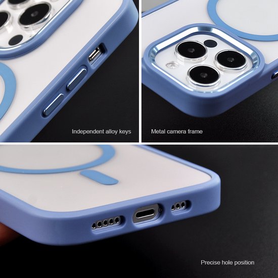 iPhone 14 Pro Max Hoesjes – Transparante TPU Backcover – Camera Surround Case – MagSafe Compatibel – Paars-Ilumina Benelux