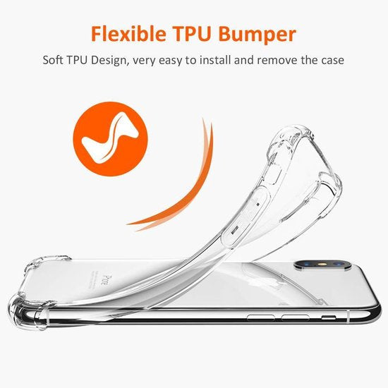 iPhone X/XS Hoesjes – Anti-Shock Backcover – Schokbestendig – Inclusief 2x Screenprotector – Transparant-Ilumina Benelux
