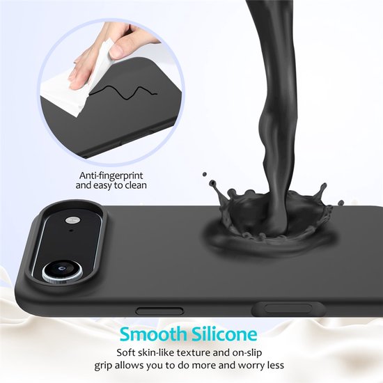 iPhone Air Hoesjes – Liquid Silicone Backcover – Soft Case – Inclusief Screenprotector & Camera Lens Protector – Zwart-Ilumina Benelux