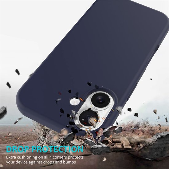iPhone 17 Hoesjes – Liquid Siliconen Backcover – Soft Touch – Inclusief Screenprotector & Camera Lens Protector – Middernachtblauw-Ilumina Benelux