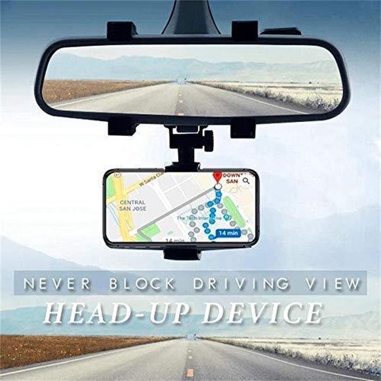 Telefoonhouder auto – Binnenspiegel klemhouder – 360° draaibaar – Geschikt voor iPhone & Samsung smartphones – Zwart-Ilumina Benelux