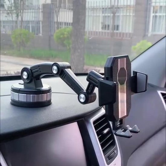 Telefoonhouder auto – Zuignap houder voor voorruit & dashboard – Stevige grip – 360° draaibaar – Zwart-Ilumina Benelux