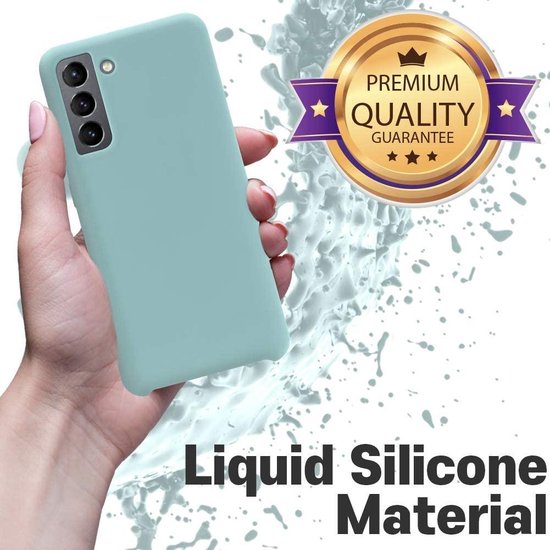Samsung Galaxy S21 Plus Hoesjes – Liquid Siliconen Backcover – Soft Touch – Inclusief Screenprotector – Mist Blauw-Ilumina Benelux