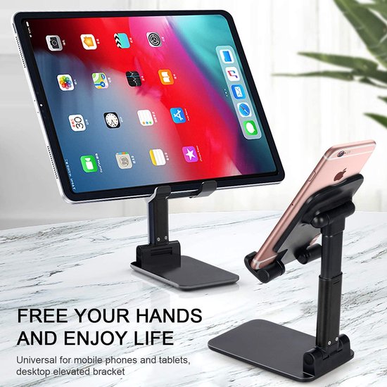Telefoonhouder bureau – Verstelbare telefoon & tablethouder – Universeel – Opvouwbaar – Zwart-Ilumina Benelux