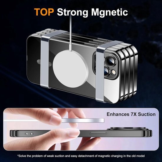 iPhone 15 Pro Max Hoesjes – Magnetische Clear Siliconen Backcover – Camera Lens Protector – MagSafe – Zwart-Ilumina Benelux