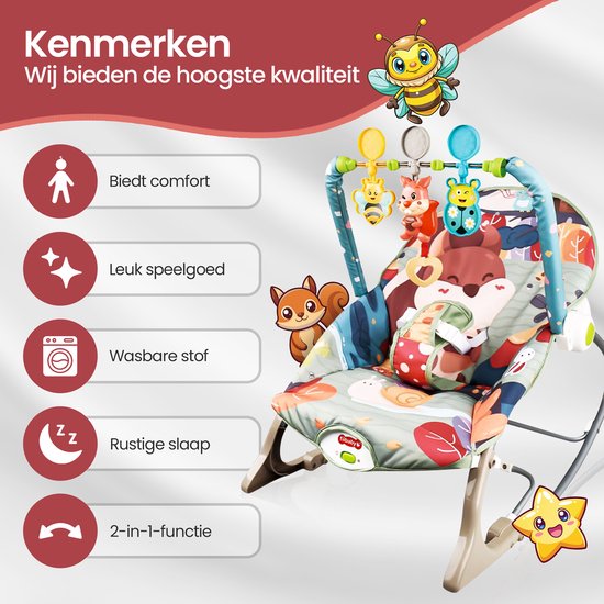 Wipstoel baby – Velox Goods VL-514 – Trillingen & muziek – Verstelbare rugleuning en speelboog – Inklapbaar – Grijs/Beige-Wipstoel-Ilumina Benelux