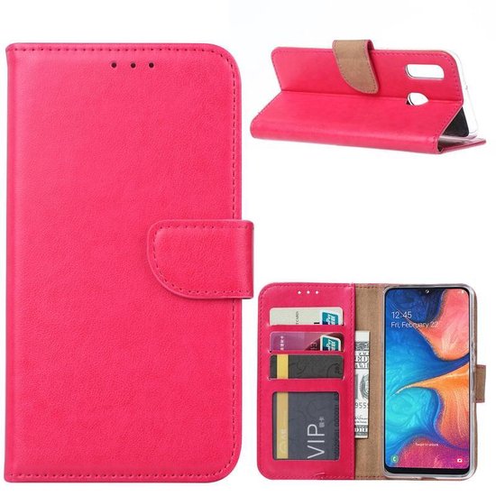Samsung Galaxy A40 Hoesjes – Portemonnee Hoes – Pasjeshouder – 2x Gehard Glas Screenprotector – Roze-Ilumina Benelux