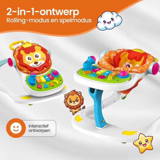 Baby loopstoel – Velox Goods VL-511 – Verstelbare hoogte – Met wielen & speelgedeelte – Veilig kleurrijk design – 6-36 maanden-Looptrainer-Ilumina Benelux