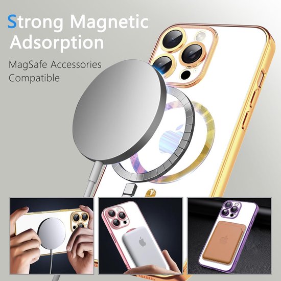 iPhone 14 Plus Hoesjes – MagSafe Compatible Backcover – Ingebouwde Camerabescherming – Goud-Ilumina Benelux
