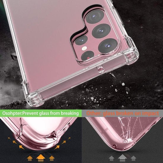 Samsung Galaxy S23 Ultra Hoesjes – Siliconen Backcover – Schokbestendig – Inclusief Screenprotector – Transparant-Ilumina Benelux