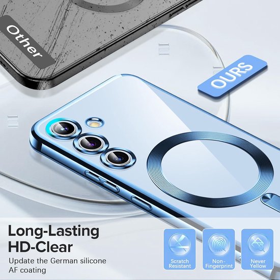Samsung Galaxy A15 Hoesjes – MagSafe Compatible Backcover – Ingebouwde Camera Lens Protector – Blauw-Ilumina Benelux