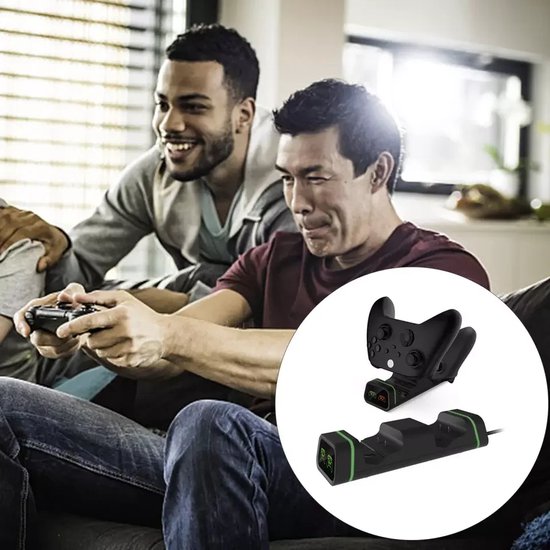 Oplaadstation – Geschikt voor Xbox One/Series X/S – Charging Docking Station – 2x 800mAh Li-ion Batterijen – Zwart-Oplaadstation controllers-Ilumina Benelux