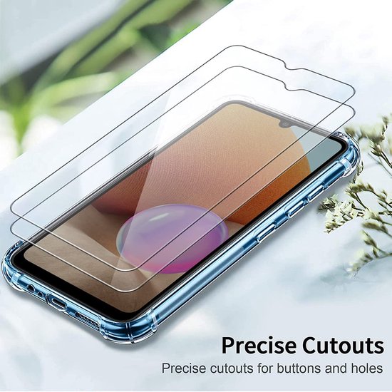 Anti-Shock silicone hoesje met 2 Pack Screenprotector Glas Geschikt voor: Samsung Galaxy A32 4G