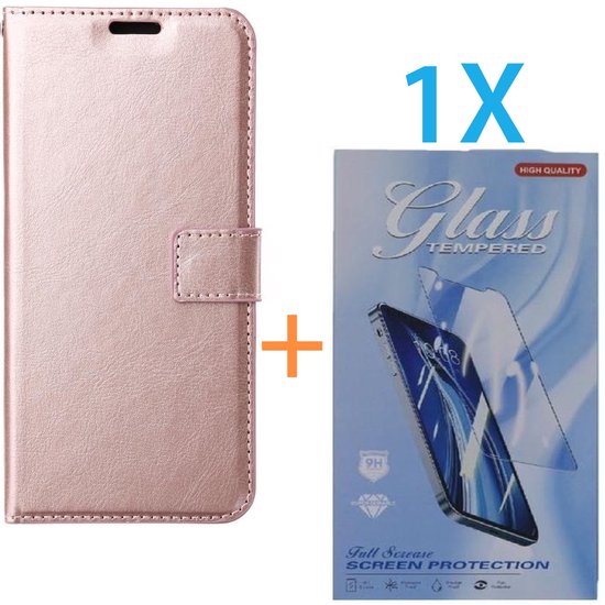 Samsung Galaxy Xcover 7 Hoesjes – Portemonnee Bookcase – Magneetsluiting – Incl. Gehard Glas Screenprotector – Roségoud-Ilumina Benelux