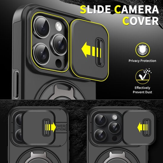 iPhone 16 Hoesjes – Backcover – Magnetische Ringhouder – Sliding Lens Camshield – Blauw-Ilumina Benelux