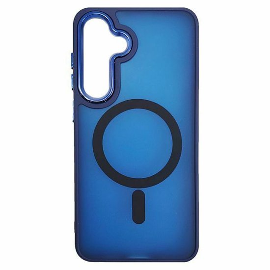 Matte magnetische hoes Geschikt voor: Samsung Galaxy S25 - Compatibel met MagSafe - + 2x Screenprotector - Matte achterkant - Blauw