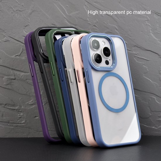 iPhone 14 Pro Max Hoesjes – Hybride Transparante TPU Backcover – Camera Surround Case – MagSafe Compatibel – Roze-Ilumina Benelux