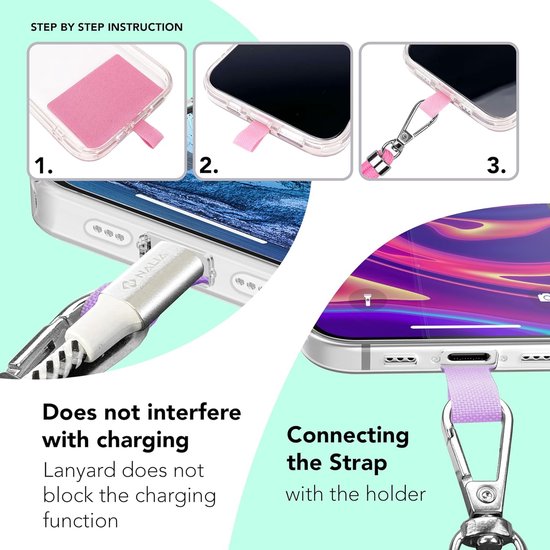 Telefoonkoord – Universeel Nekkoord Telefoonhanger – Verstelbaar Touw – Lichtroze-Telefoonkoord-Ilumina Benelux