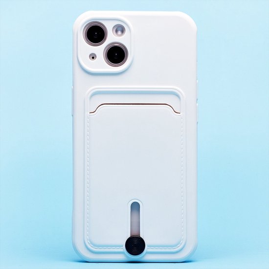 iPhone 13 Mini Hoesjes – Siliconen Backcover – Push-Pull Pasjeshouder – Wit-Ilumina Benelux
