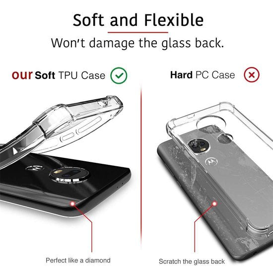 Motorola Moto G7/G7 Plus Hoesjes – Anti-Shock Hybride Soft Backcover – Schokbestendig – Inclusief 2x Screenprotector – Zwart-Ilumina Benelux