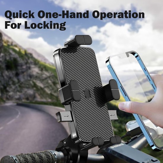 Telefoonhouder fiets – Universeel voor motor – 360° draaibaar – Anti-shock & vibratie – Zwart-Ilumina Benelux