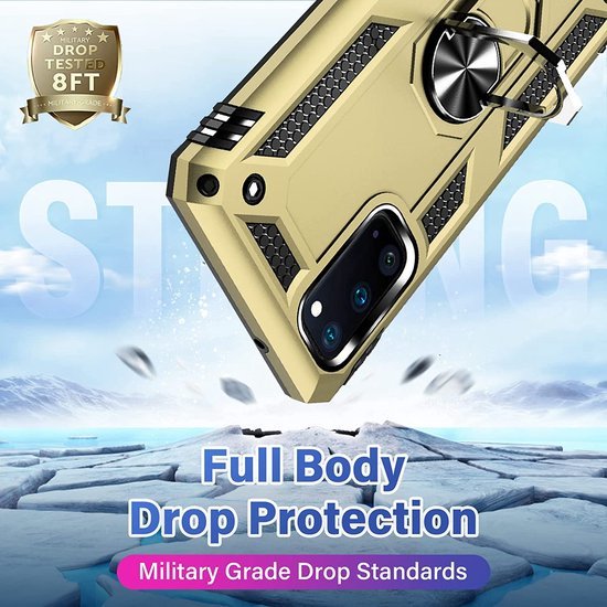Samsung Galaxy S20 Hoesjes – Anti-Shock Hybride Ring Armor Backcover – Schokbestendig – Goud-Ilumina Benelux