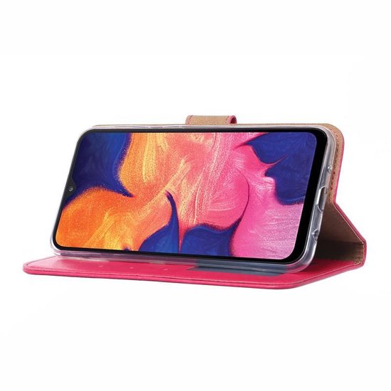 Samsung Galaxy A10 Hoesjes – Portemonnee Hoes – Pasjeshouder – 2x Gehard Glas Screenprotector – Roze-Ilumina Benelux