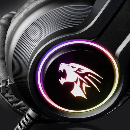 Gaming headset PC – Stereo met dual 3,5 mm jack + USB – 50 mm drivers – RGB – Noise cancelling – Zwart