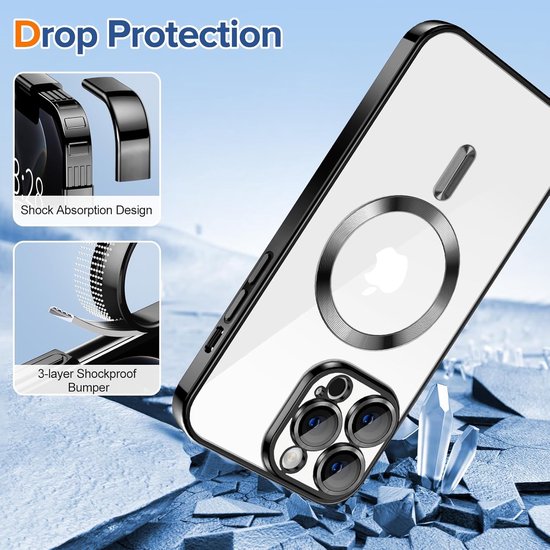 iPhone 12 Pro Max Hoesjes – Backcover – Camera Lens Protector – MagSafe Compatibel – Zwart-Ilumina Benelux