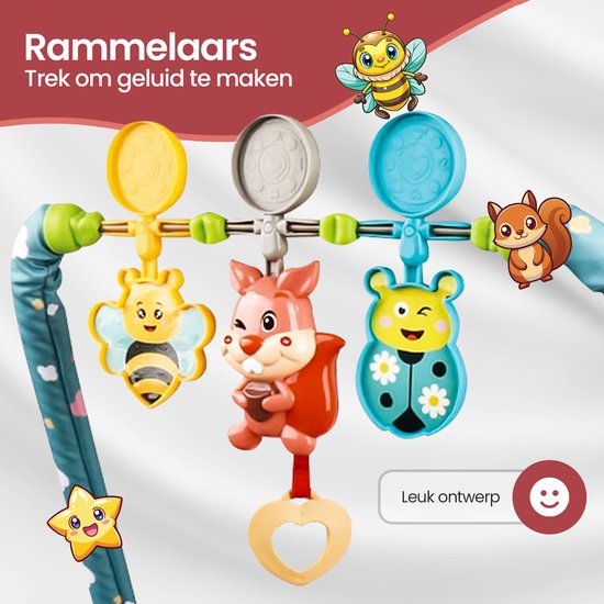 Wipstoel baby – Velox Goods VL-514 – Trillingen & muziek – Verstelbare rugleuning en speelboog – Inklapbaar – Grijs/Beige-Wipstoel-Ilumina Benelux