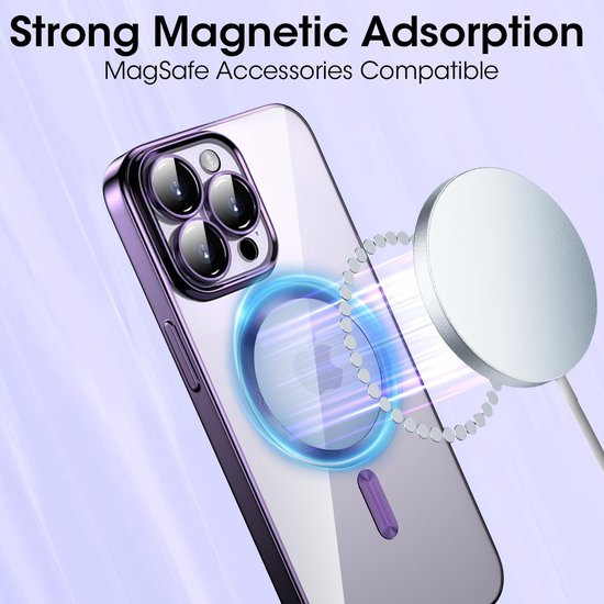 iPhone 14 Hoesjes – MagSafe Compatible Siliconen Backcover – Ingebouwde Camerabescherming – Paars-Ilumina Benelux