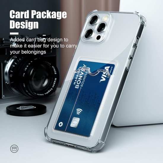 iPhone 13 Pro Hoesjes – TPU Backcover – Schokbestendig – Pasjeshouder – Transparant-Ilumina Benelux