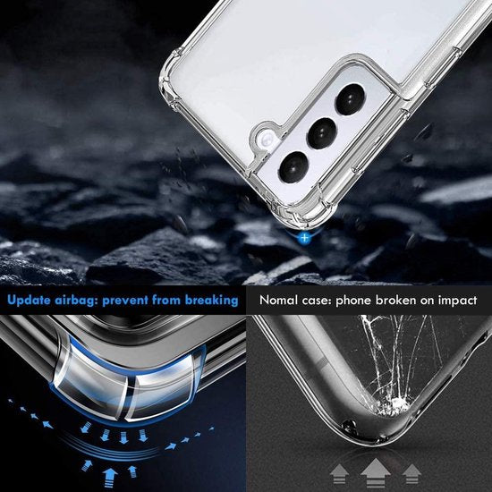 Samsung Galaxy S21 Plus Hoesjes – Siliconen Backcover – Schokbestendig Bumper – Transparant + Screenprotector-Ilumina Benelux