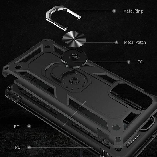 Samsung Galaxy S20 Hoesjes – Anti-Shock Hybride Ring Armor Backcover – Schokbestendig – Zilver-Ilumina Benelux