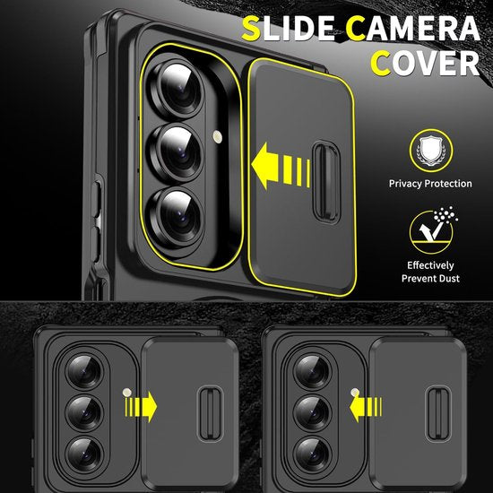 Samsung Galaxy Z Fold 7 Hoesjes – MagSafe Hybrid Backcover met Ringstand – Schokbestendig – Zwart-Ilumina Benelux
