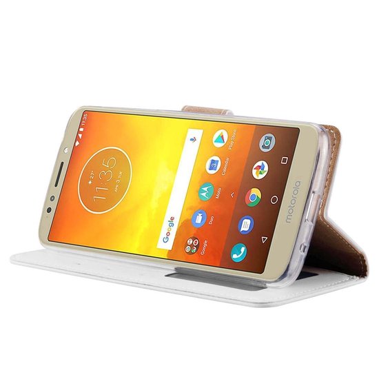 Motorola E5 Hoesjes – Portemonnee Hoes – Pasjeshouder – Magneetsluiting – Wit-Ilumina Benelux