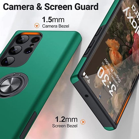 Samsung Galaxy S25 Ultra Hoesjes – Schokbestendige Backcover – Inclusief Gehard Glas Screenprotector – Groen-Ilumina Benelux