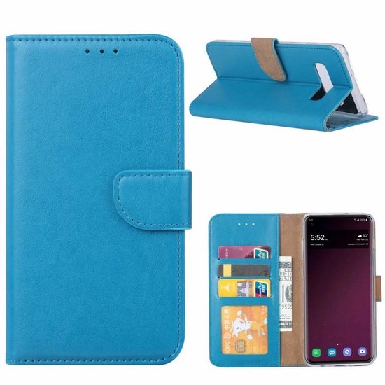 Bookcase hoesje Geschikt voor: Samsung Galaxy S10+ Portemonnee hoesje Turquoise met 2x Glas Screenprotector