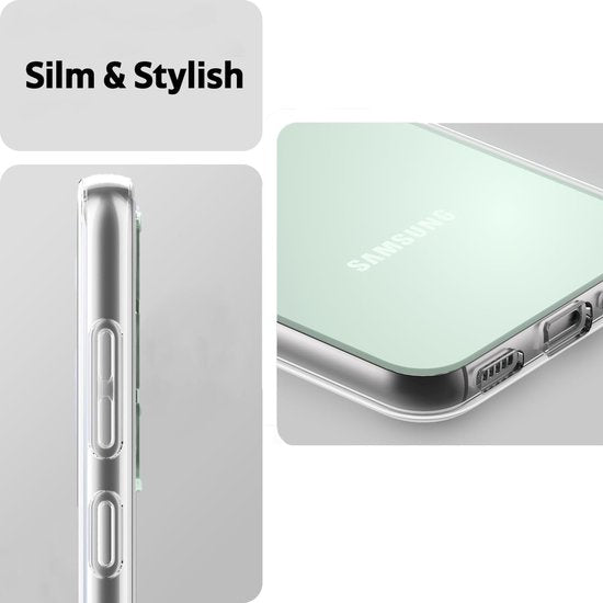 Silicone hoesje Transparant met 2 Pack Screenprotector Glas Geschikt voor: Samsung Galaxy A05