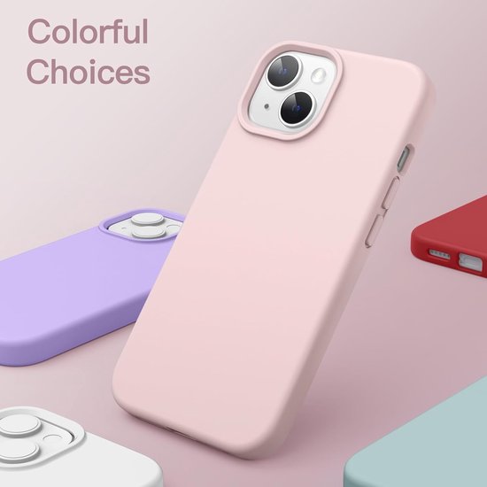 iPhone 13 Mini Hoesjes – Liquid Siliconen Backcover + Screenprotector – Soft Touch – Lichtroze-Ilumina Benelux