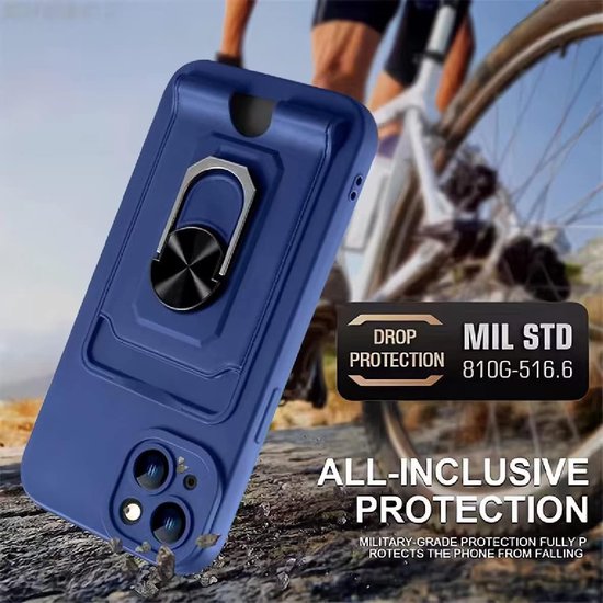 iPhone 13 Hoesjes – Crossbody Siliconen Backcover met Koord – Schokbestendig – Blauw-Ilumina Benelux