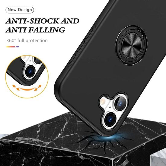 iPhone 16 Plus Hoesjes – Shockproof Backcover – Inclusief Screenprotector Gehard Glas – Zwart-Ilumina Benelux