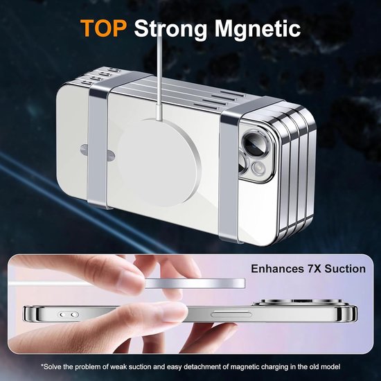 iPhone 14 Hoesjes – Magnetische Clear Siliconen Backcover – Camera Lens Protector – MagSafe – Zilver-Ilumina Benelux