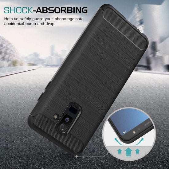 Samsung Galaxy A6 Plus 2018 Hoesjes – Brushed Backcover – Krasbestendig – Zwart-Ilumina Benelux