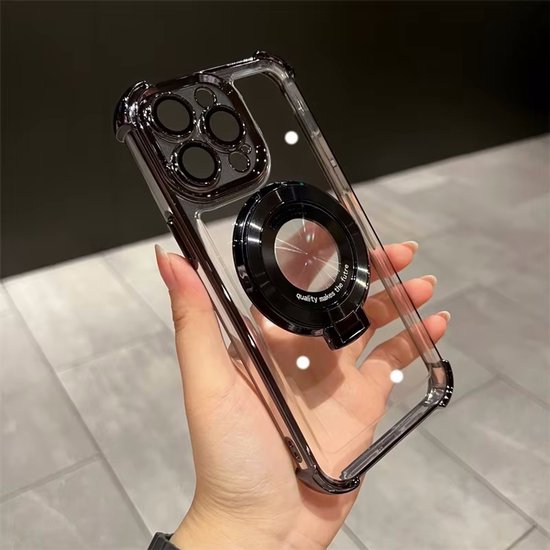 iPhone 14 Pro Max Hoesjes – Magnetische Backcover – Onzichtbare Ringstandaard – Schokbestendig – Zwart-Ilumina Benelux