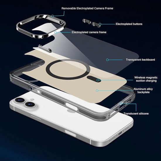 iPhone 16 Plus Hoesjes – Magnetische Backcover – MagSafe Compatibel – Slank & Schokbestendig – Zwart-Ilumina Benelux