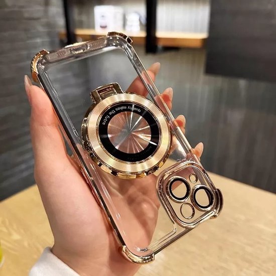 iPhone 12 Pro Max Hoesjes – Magnetische Backcover – Onzichtbare Ringstandaard – Schokbestendig – Goud-Ilumina Benelux