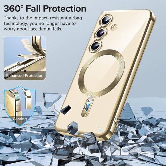 Samsung Galaxy S23 Ultra Hoesjes – Backcover – Camera Lens Bescherming – MagSafe – Goud-Ilumina Benelux