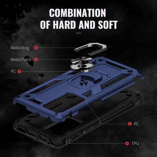Xiaomi 12 / 12X Hoesjes – Ring Armor Backcover – 360° Draaibare Standaard – Magneet – Blauw-Ilumina Benelux