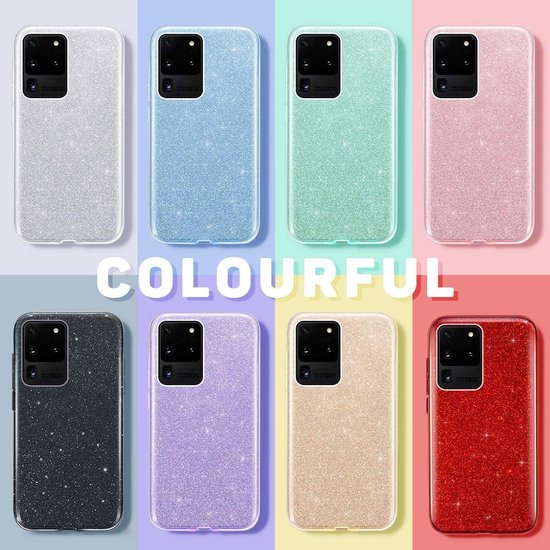 Samsung Galaxy S20 Plus Hoesjes – Siliconen TPU Backcover – Glitter BlingBling Cover – Roze-Ilumina Benelux